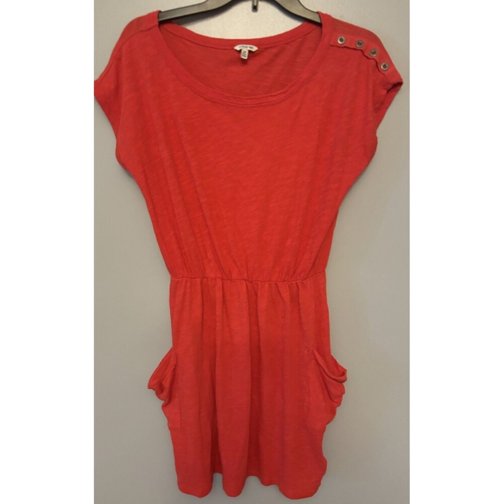 I LOVE H81 ORANGE SHORT SLEEVE DRESS WOMENS SZ Small Elastic Waist Line.